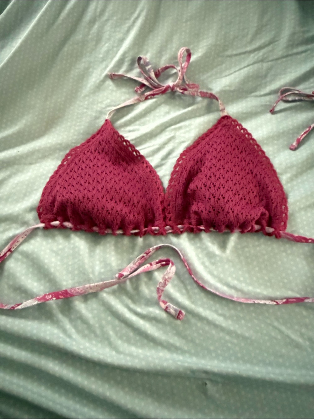 Hollister Crochet Triangle Bralette - Raspberry Pink